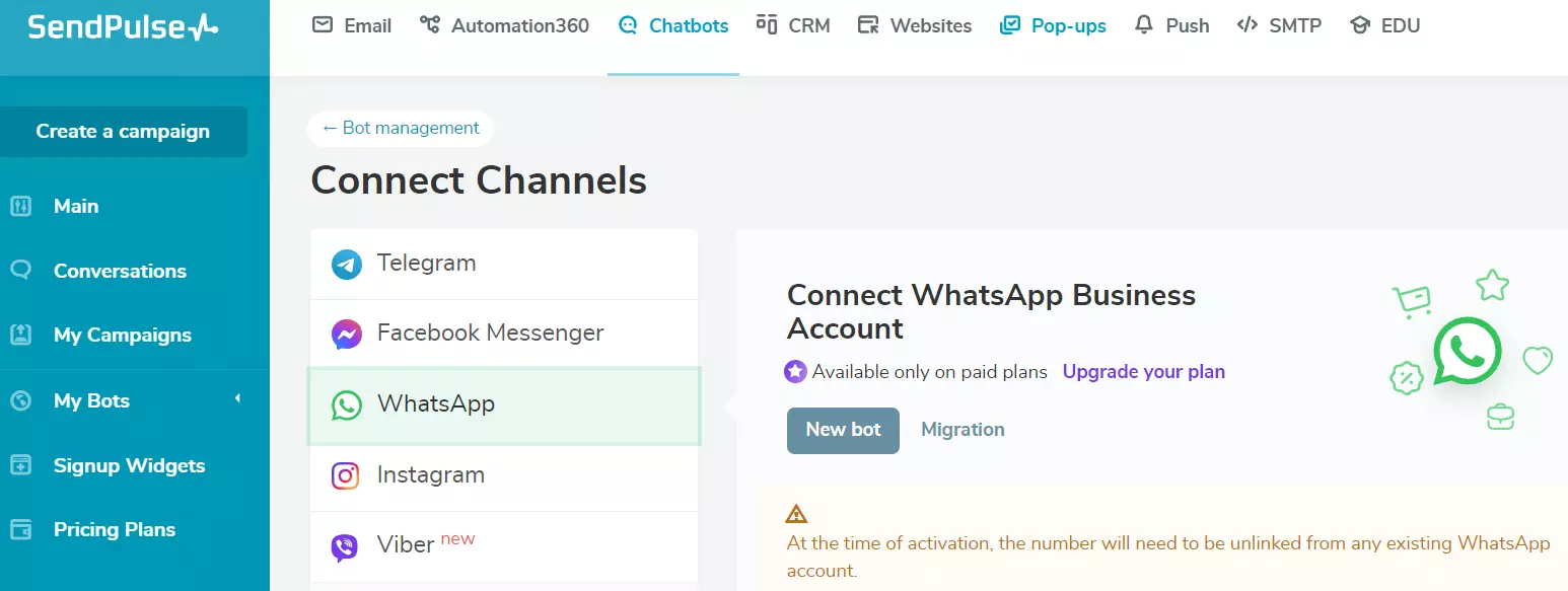 SendPulse chatbots
