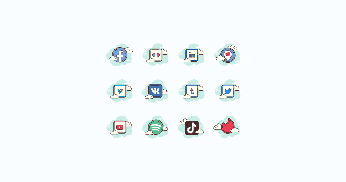 Keep in Touch: Icons of Social Media Logos in 19 Design Styles