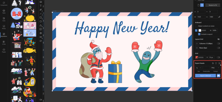 How to Create a New Year Card with Custom Illustrations in Lunacy