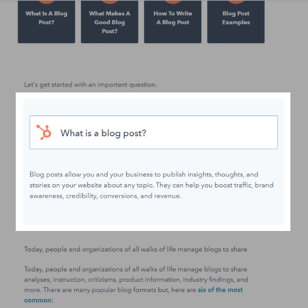 7 UX Best Practices for Designing your Blog Posts in 2021. HubSpot blog post