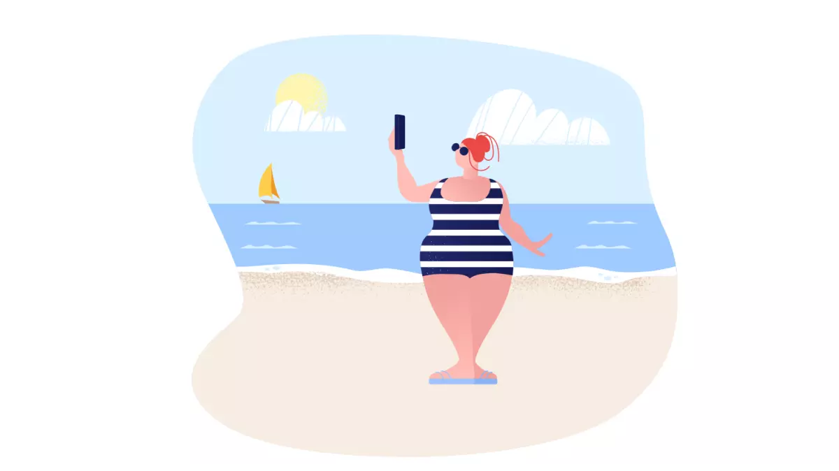 Sunkissed: a collection of refreshing summer illustrations:Sunbathing with the phone in Clip style