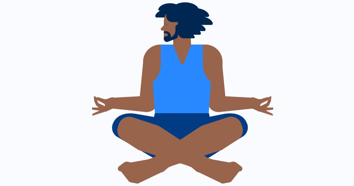 Get calm: enjoy the graphic set for the Yoga And Meditation day. Cool man meditating