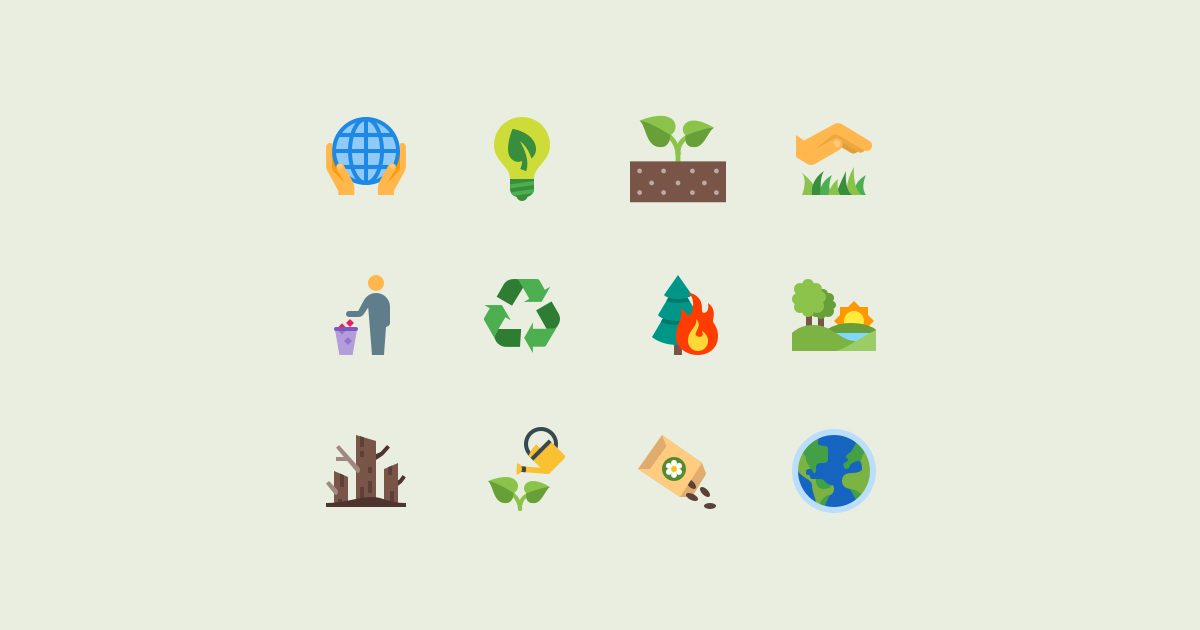 World Environment Day icons set on light green background