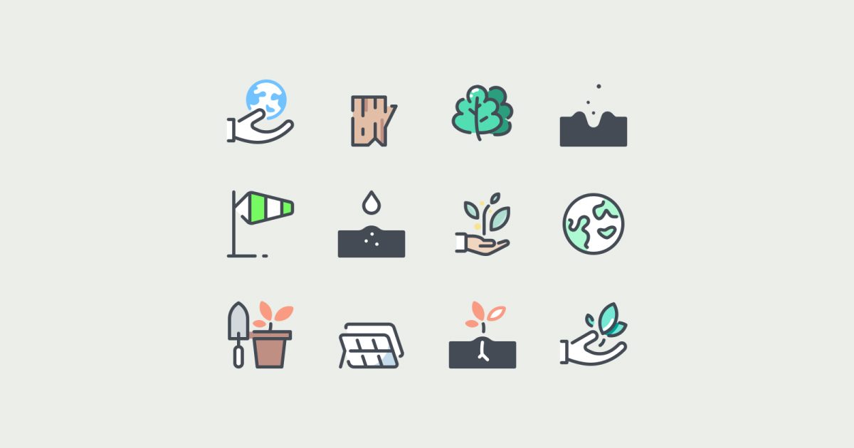 World Environment Day icons set on light grey background