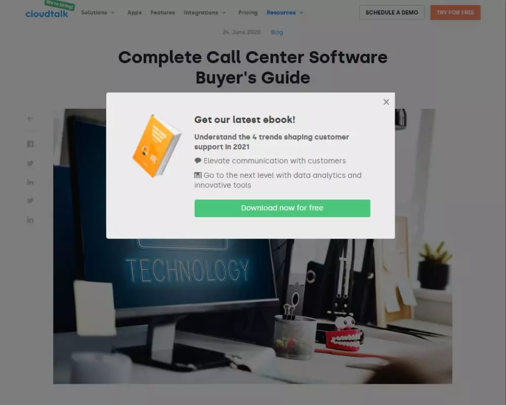 7 UX Best Practices for Designing your Blog Posts in 2021. Cloudtalk CTA in site