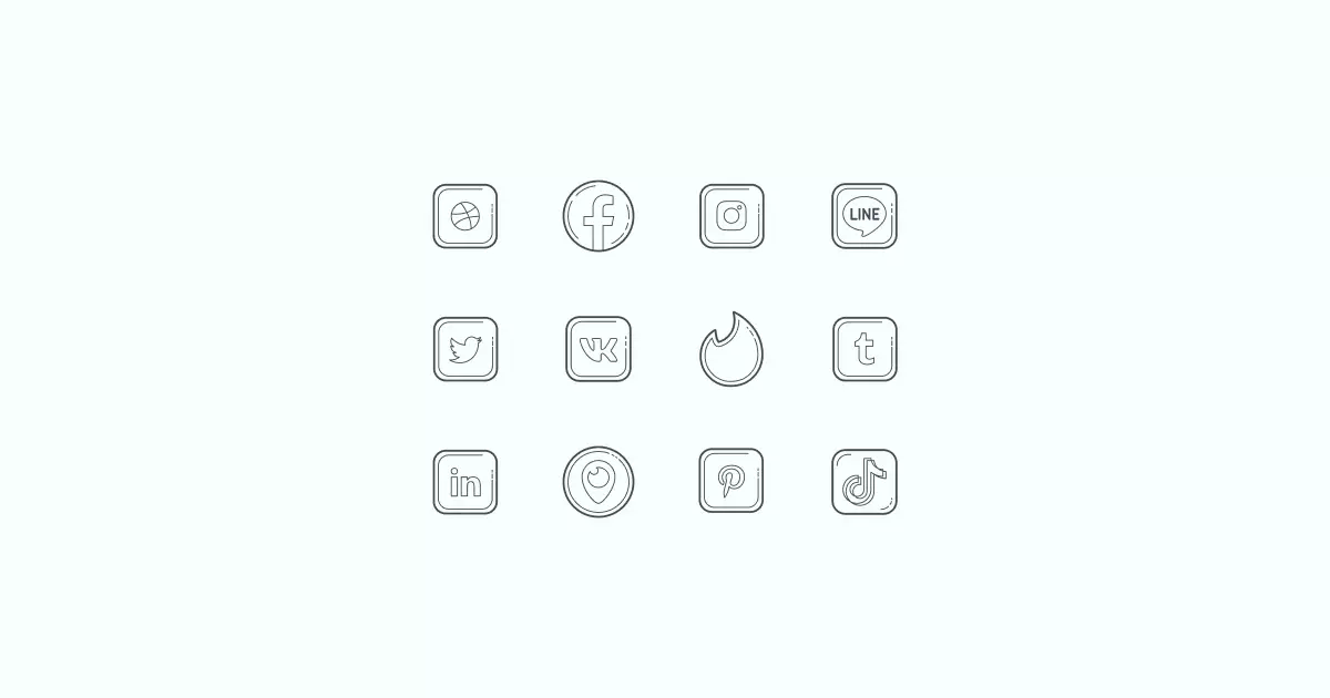 Like, Share, Repost: an ultimate bundle of eye-catching graphics for Social Media Day: icons set in Hand Drawn style on light blue background
