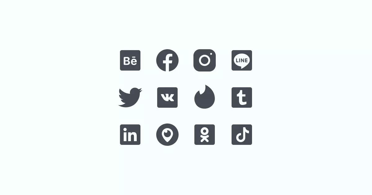 Like, Share, Repost: an ultimate bundle of eye-catching graphics for Social Media Day: icons set in iOS Glyph style on light blue background