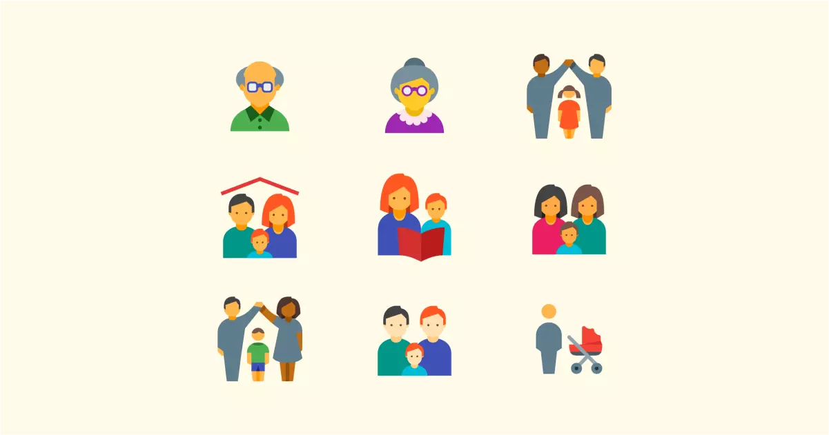 Happily Ever After: a collection of illustrations, icons and photos for Parents’ Day: Family icons in Color style