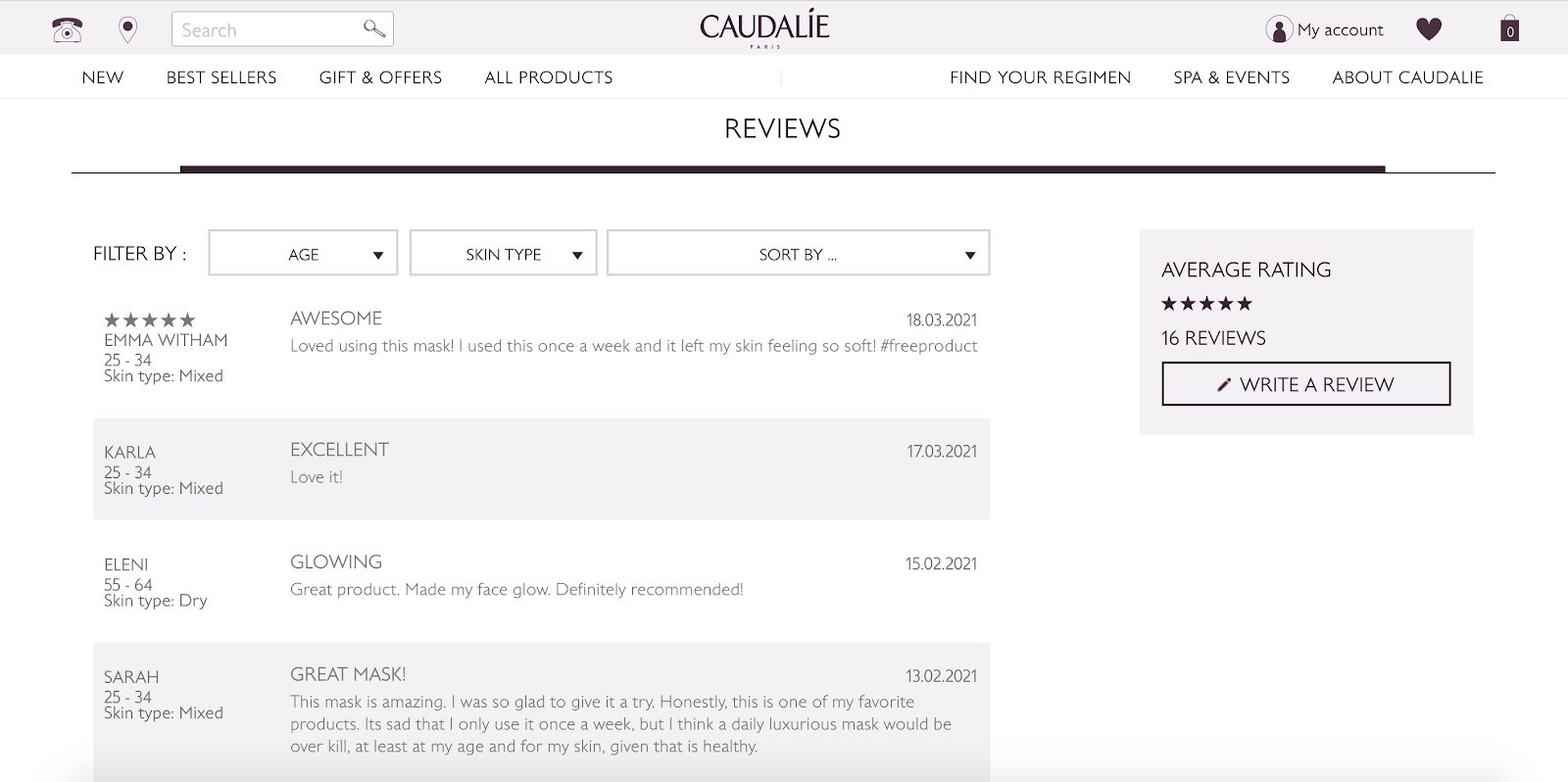 How to Design a Conversation-Optimized Online Shopping Website: Caudalie page