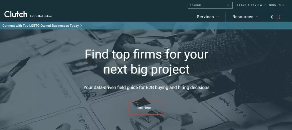 What SEO metrics a UX designer should focus on: A website that reads “find top firms for your next big project.”
