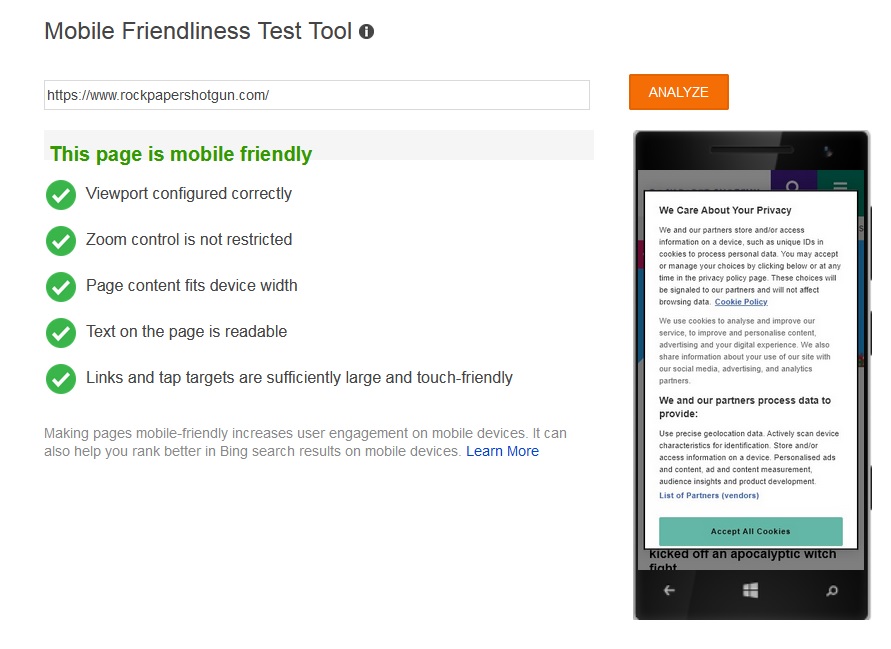 What SEO metrics a UX designer should focus on: A mobile-friendliness test that reads, “This page is mobile-friendly.”