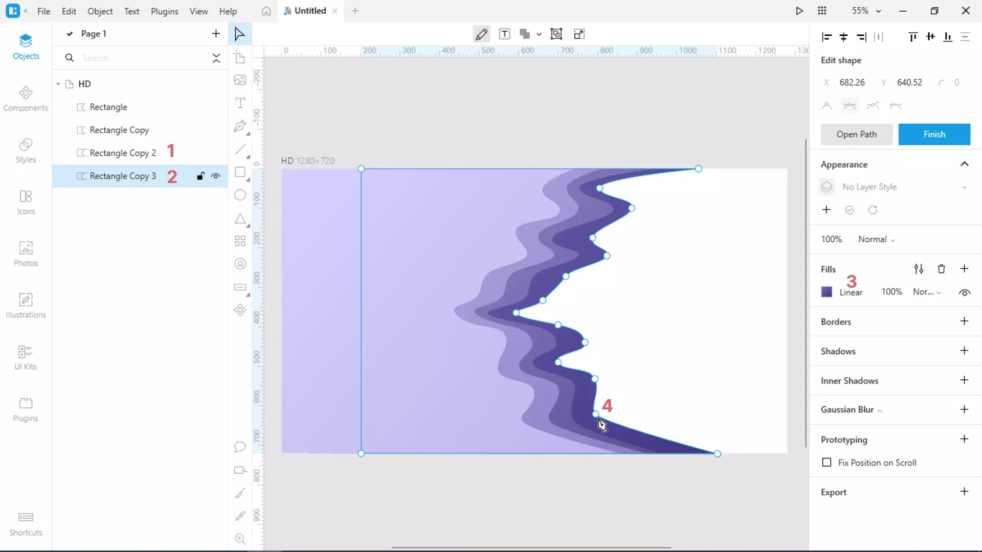 How to Create a Paper Cut-Out Effect in Lunacy: two more shapes