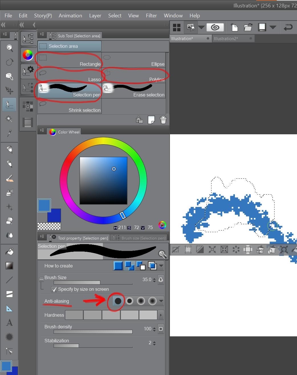 How to create a beautiful Pixel Art environment in Clip Studio Paint: Prepare selection tools