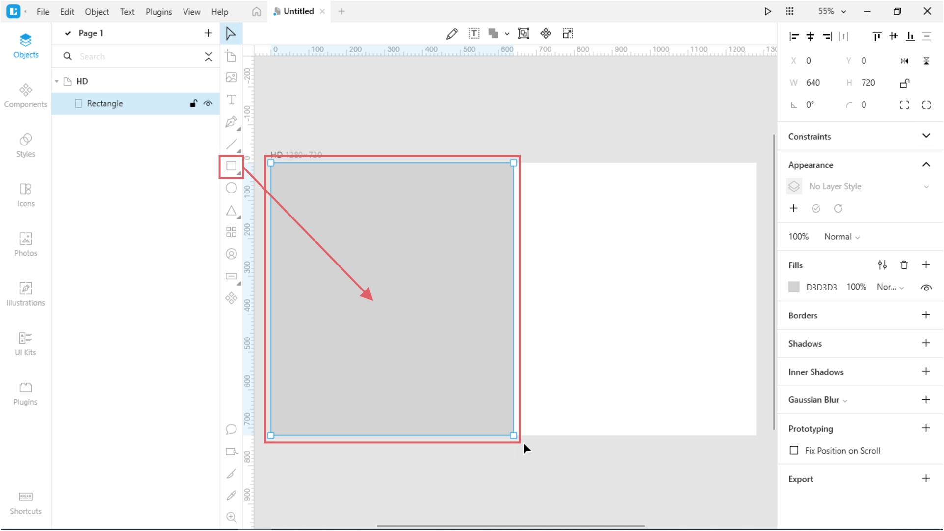 How to Create a Paper Cut-Out Effect in Lunacy: Now add a rectangle that is half the size of the artboard.