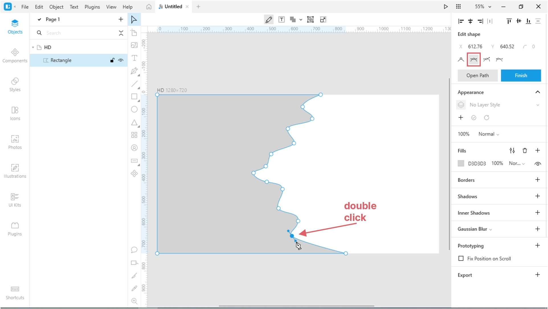 How to Create a Paper Cut-Out Effect in Lunacy: Change the type of all points to mirrored.