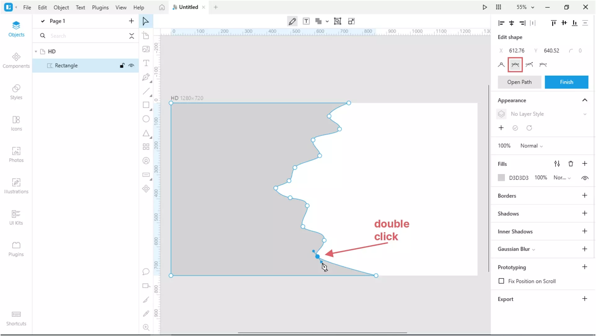 How to Create a Paper Cut-Out Effect in Lunacy: Change the type of all points to mirrored.