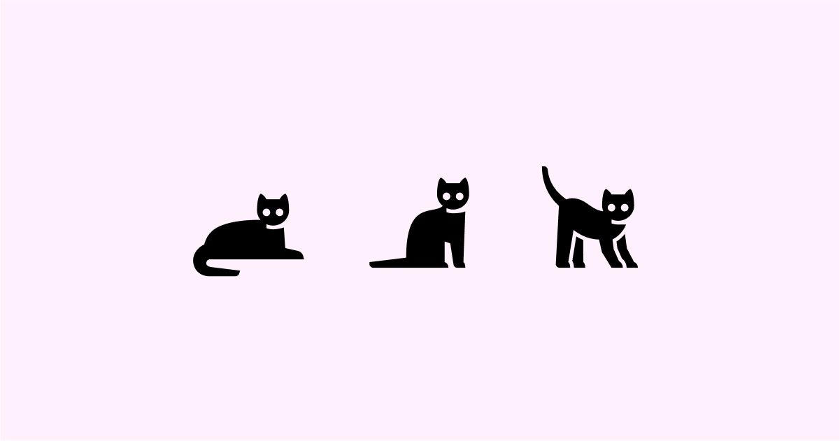 Catgratulations: special collection of frisky graphics for International Cat Day: Glyph Neue style cats