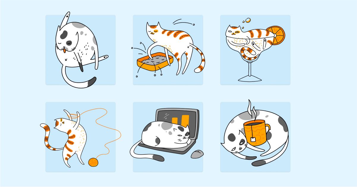 Catgratulations: special collection of frisky graphics for International Cat Day: Purr cat illustrations 