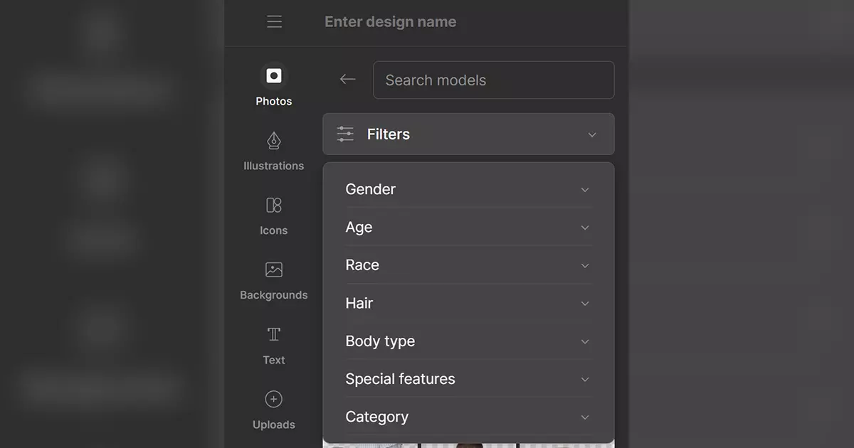 Adding diversity to your designs: Filtering photos in Mega Creator