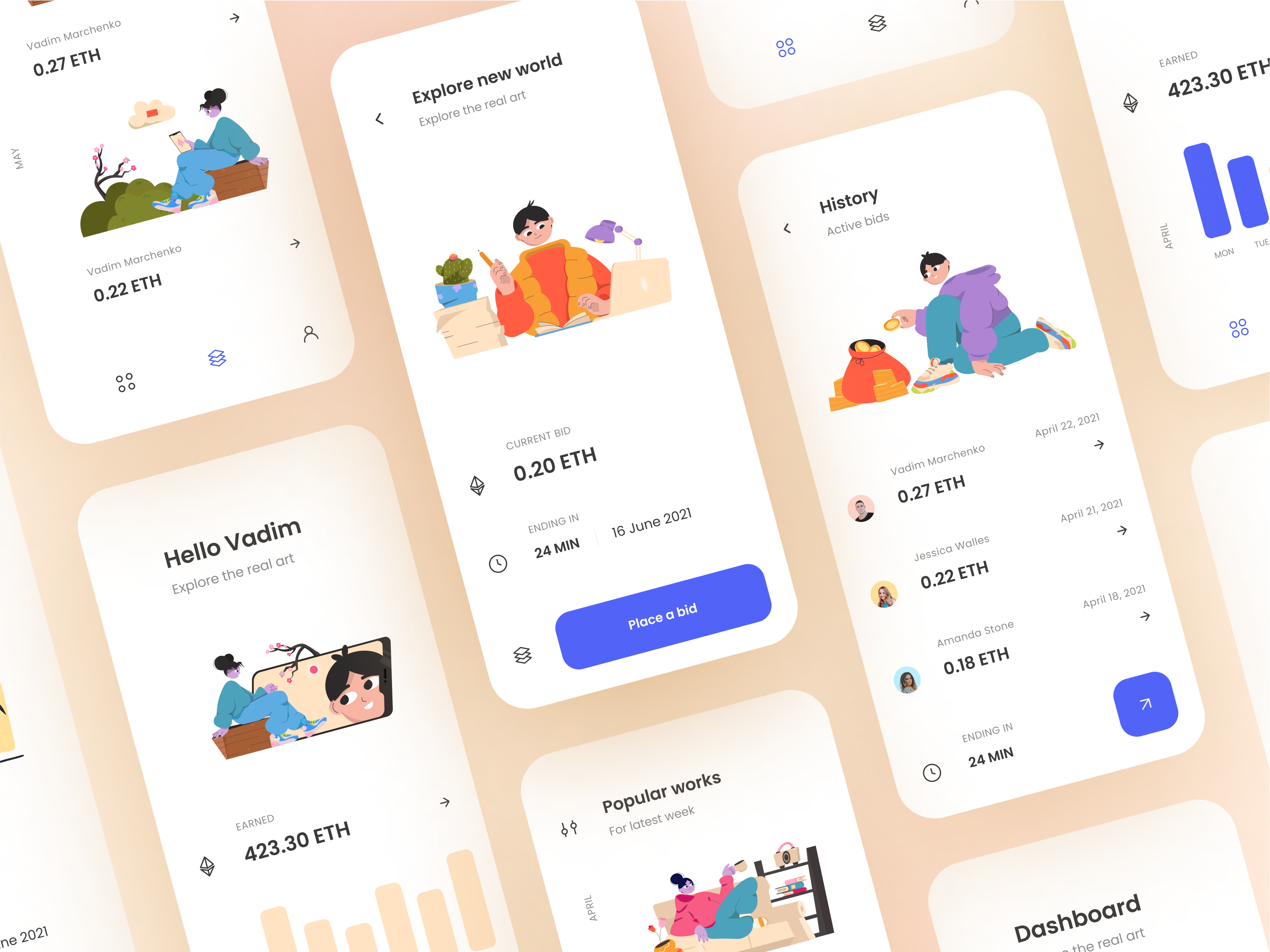 Design inspiration: web and mobile interfaces with Icons8 graphic elements: interfaces by Vadim Marchenko