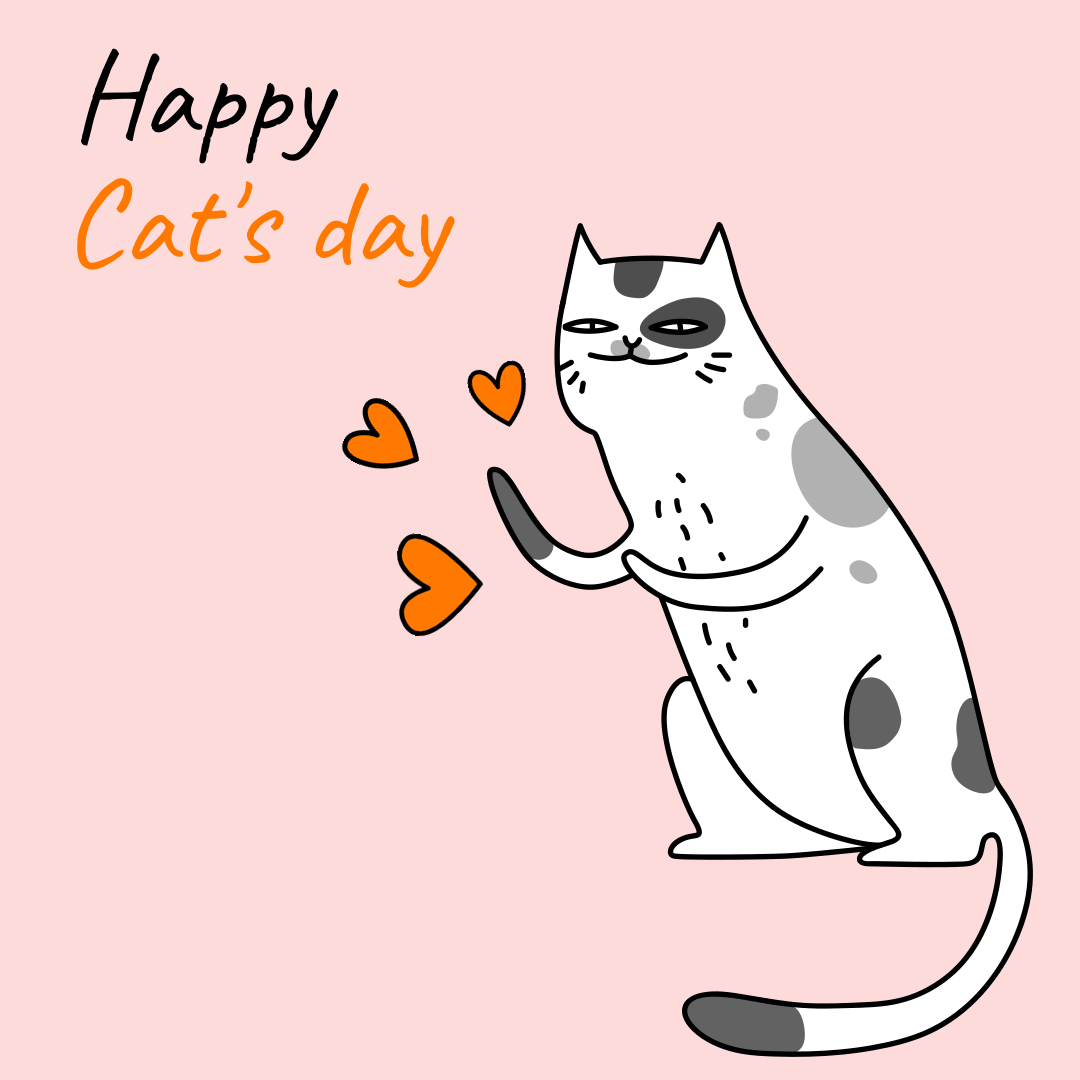 Catgratulations: special collection of frisky graphics for International Cat Day: cat day media template