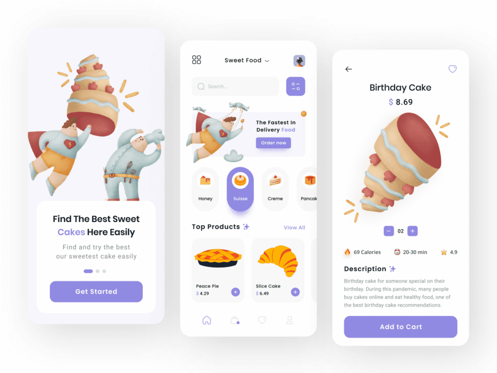 Design inspiration: UI concepts collection with Icons8 graphic elements: Bakery Shop Mobile App by Raffialdo Bayu