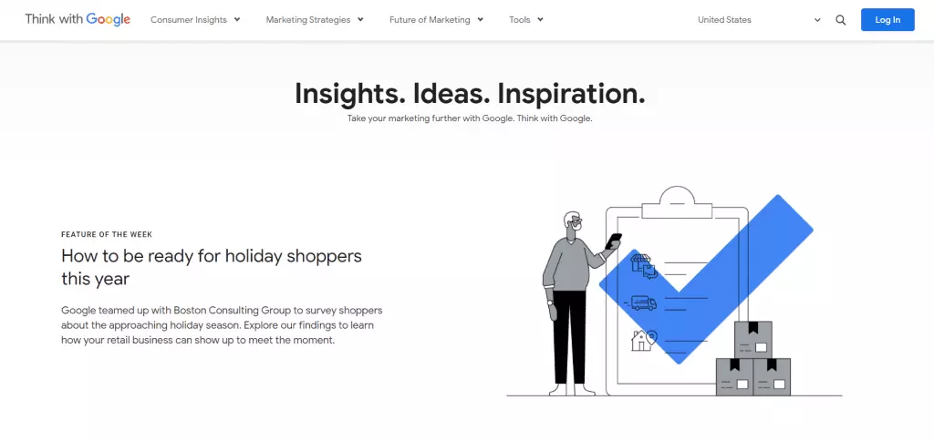 12 Often Overlooked Elements of a Modern Web Design: White space on Think with Google page