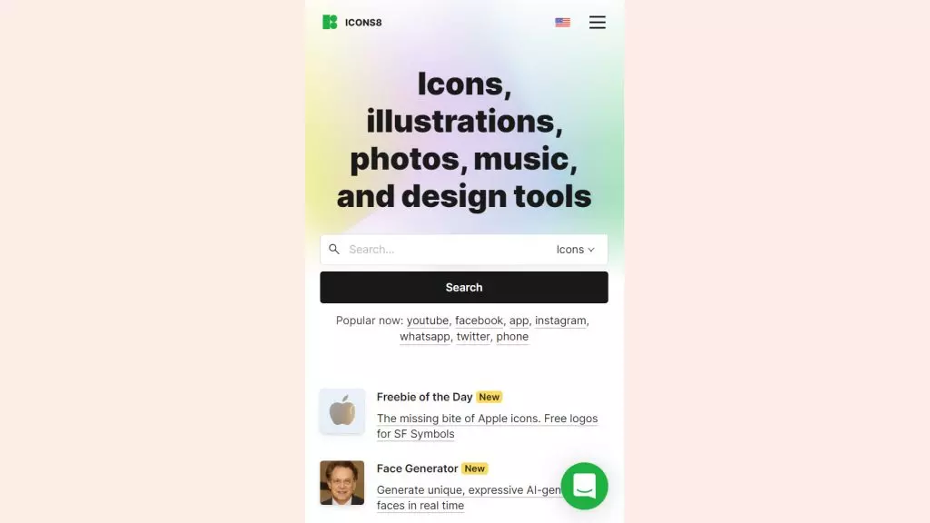 12 Often Overlooked Elements of a Modern Web Design: Icons8 mobile page
