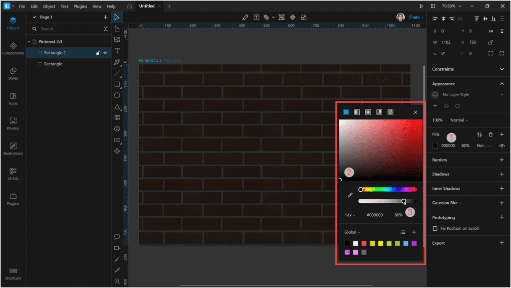 How to create a neon effect in Lunacy: Change the Fill of the rectangle