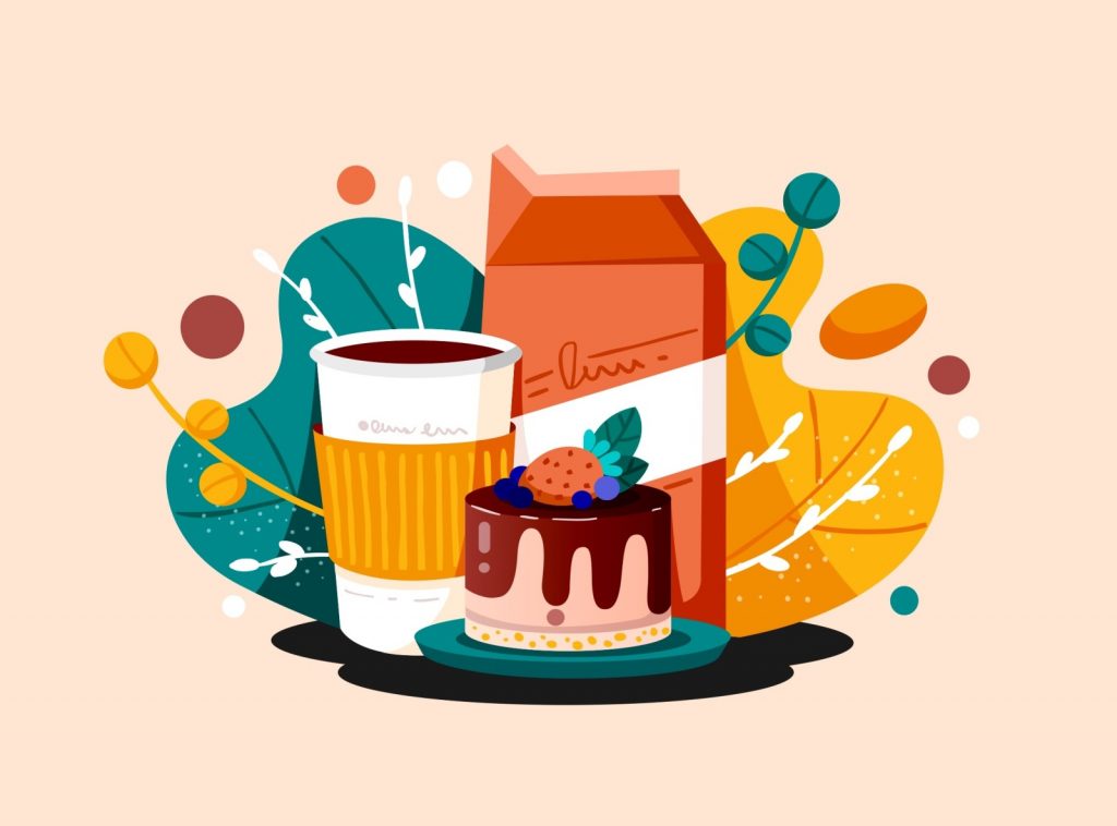 Beautiful autumn illustrations for UI, web, email and inspiration: Coffee & Cake Illustration