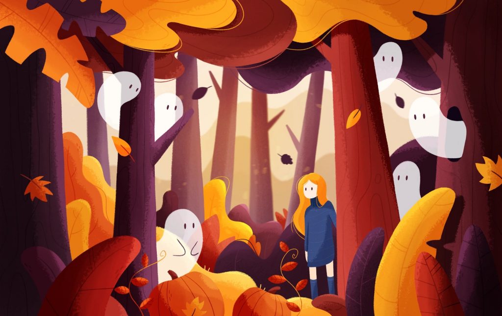 Beautiful autumn illustrations for UI, web, email and inspiration: Halloween magic