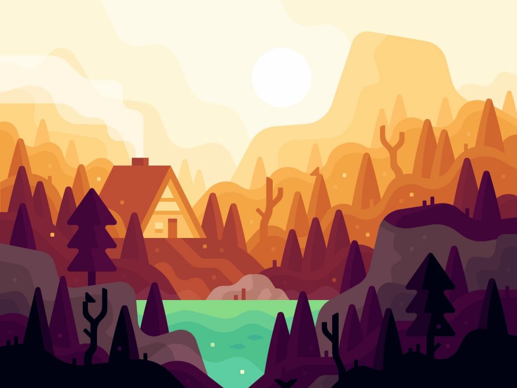 Beautiful autumn illustrations for UI, web, email, and inspiration: September landscape 