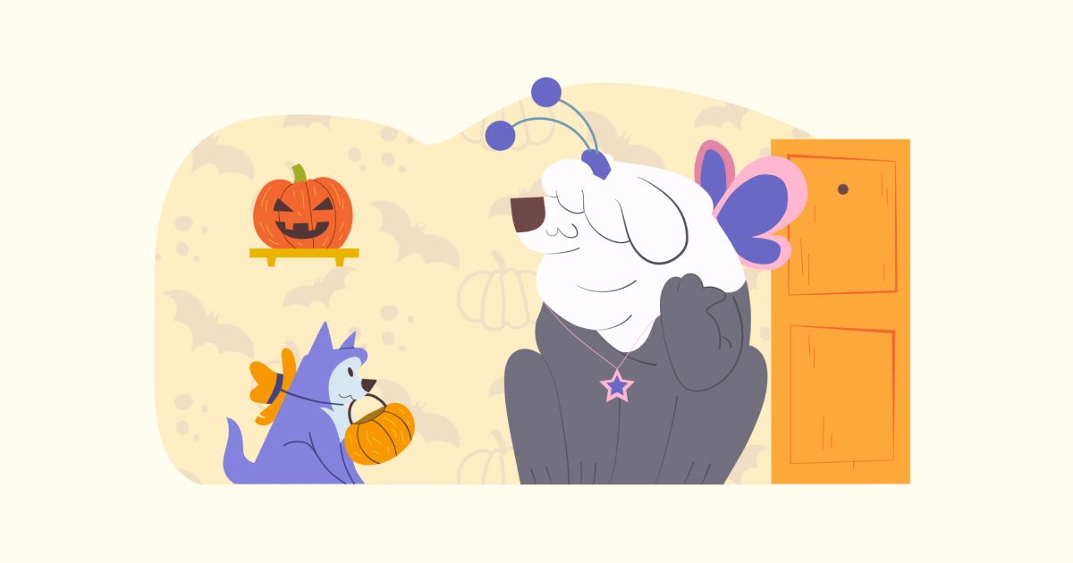 Trick-or-treating illustration in Woof style