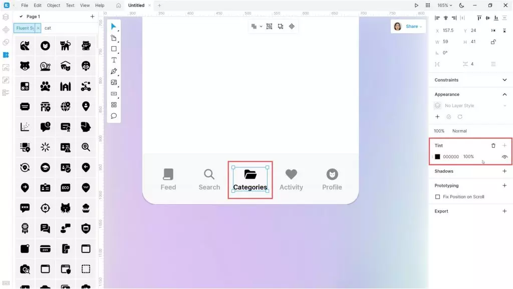 Creating a dribbble shot in Lunacy