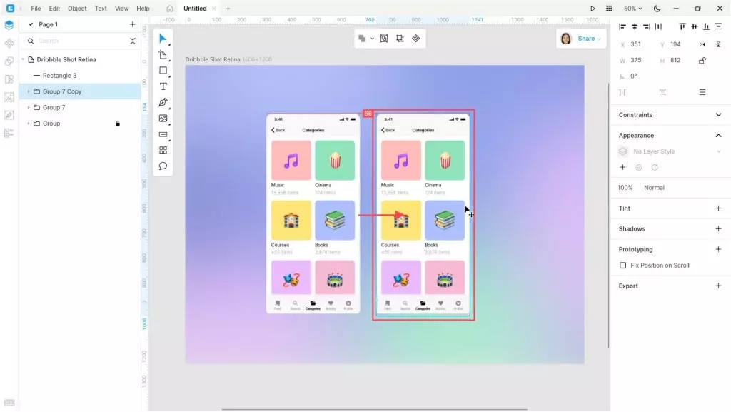 Creating a dribbble shot in Lunacy
