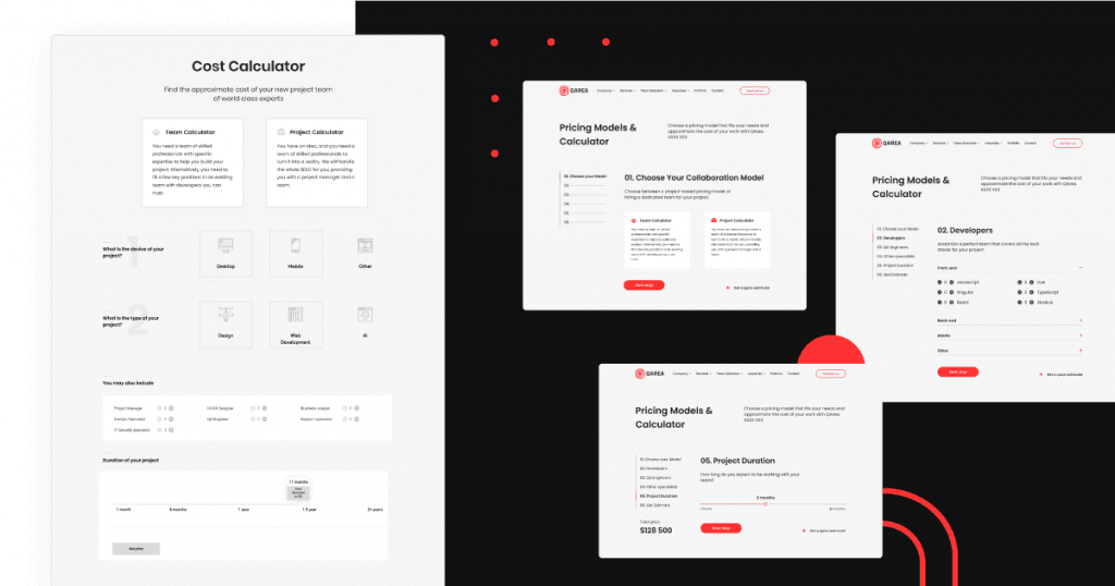 The evolution of QArea’s Cost Calculator page