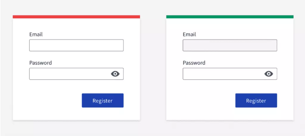 UI tip #2. A screenshot of two sign-up forms. The second form has the first input autofocused