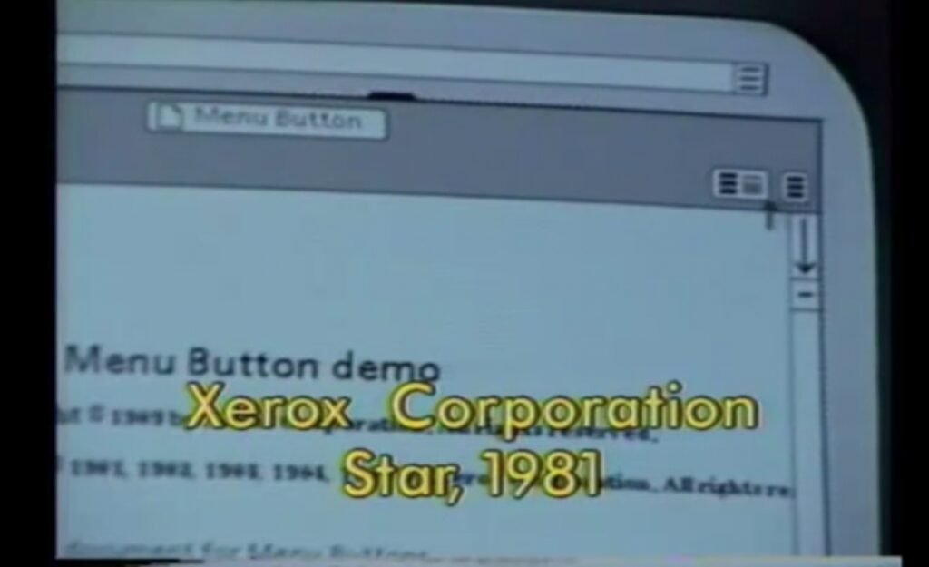 A view of hamburger menu icon on Xerox Star OS