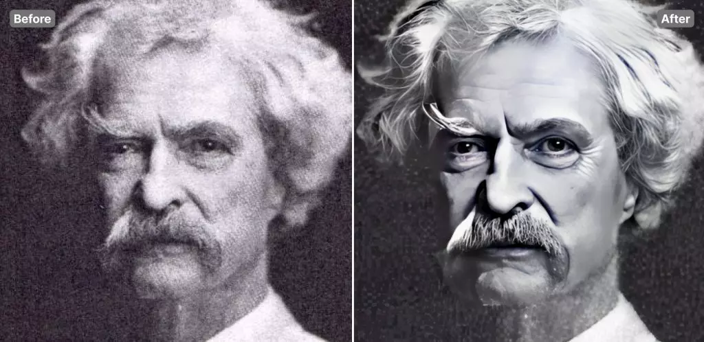 Photo of Mark Twain restored by Smart Upscaler