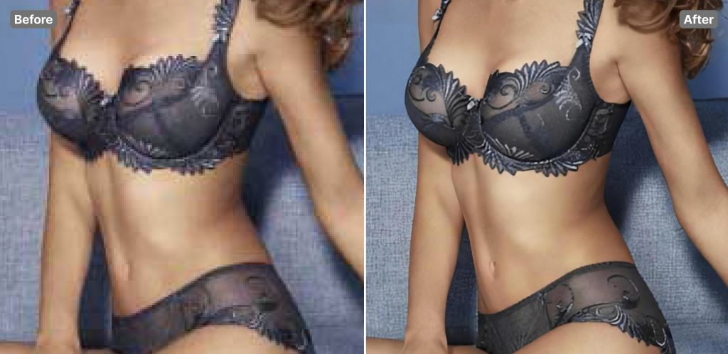 Lingerie photo enlarged by Image Upscaler