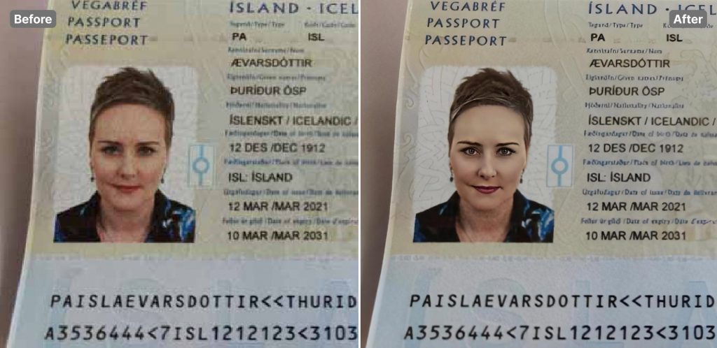 Enlarged image of a passport