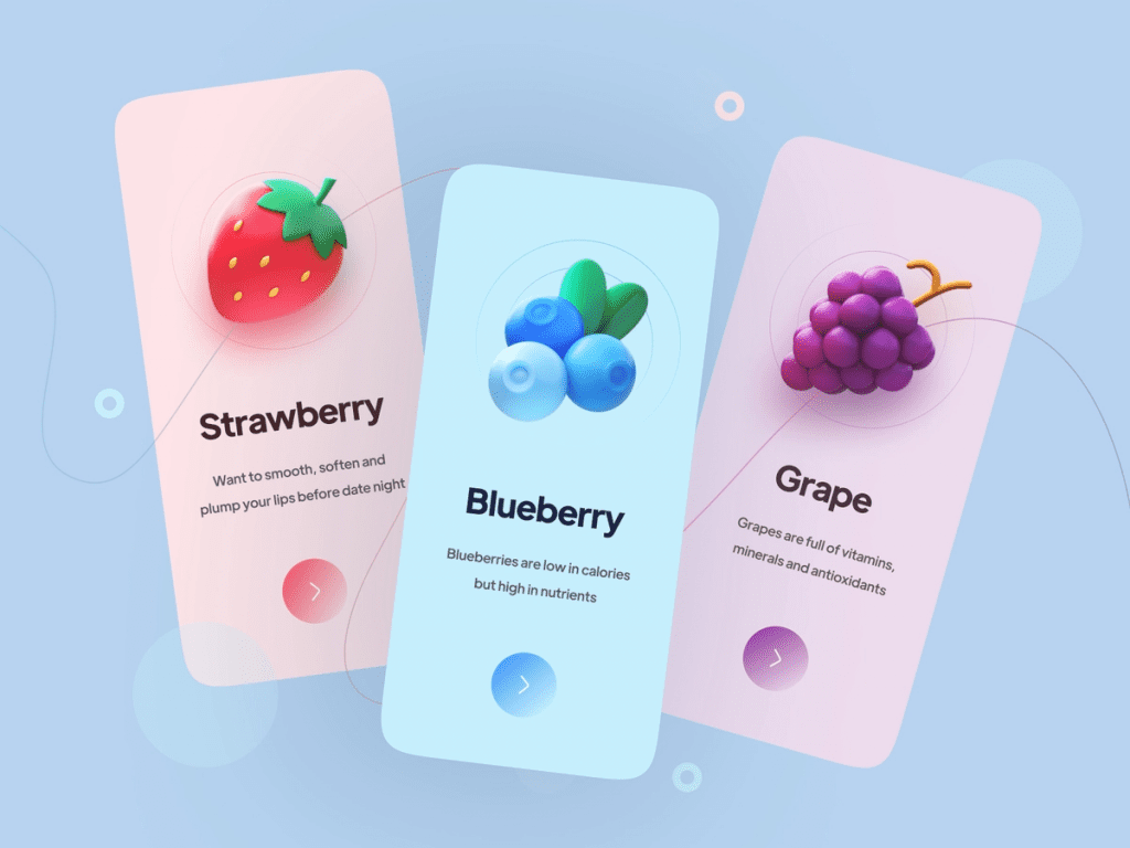 Fruits Onboarding by Yasir Ahmad Noori with 3D Fluency illustrations