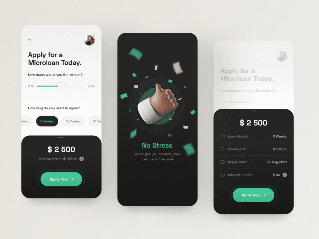 Microloans app concept by Dane Perring with 3D Hands illustrations