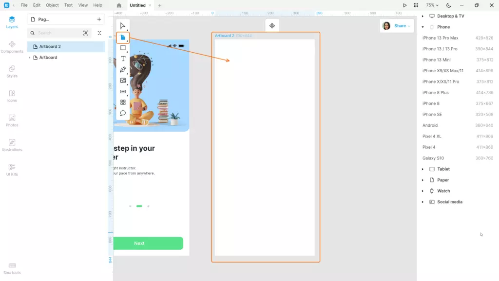 Mobile app design Step 12