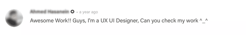 Example of bad Behance comment