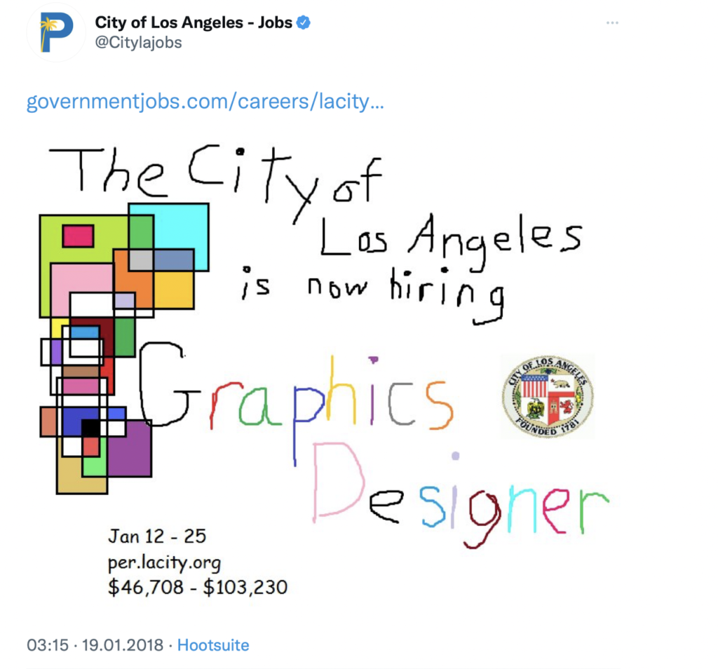Twitter post of City of Los Angeles -Jobs