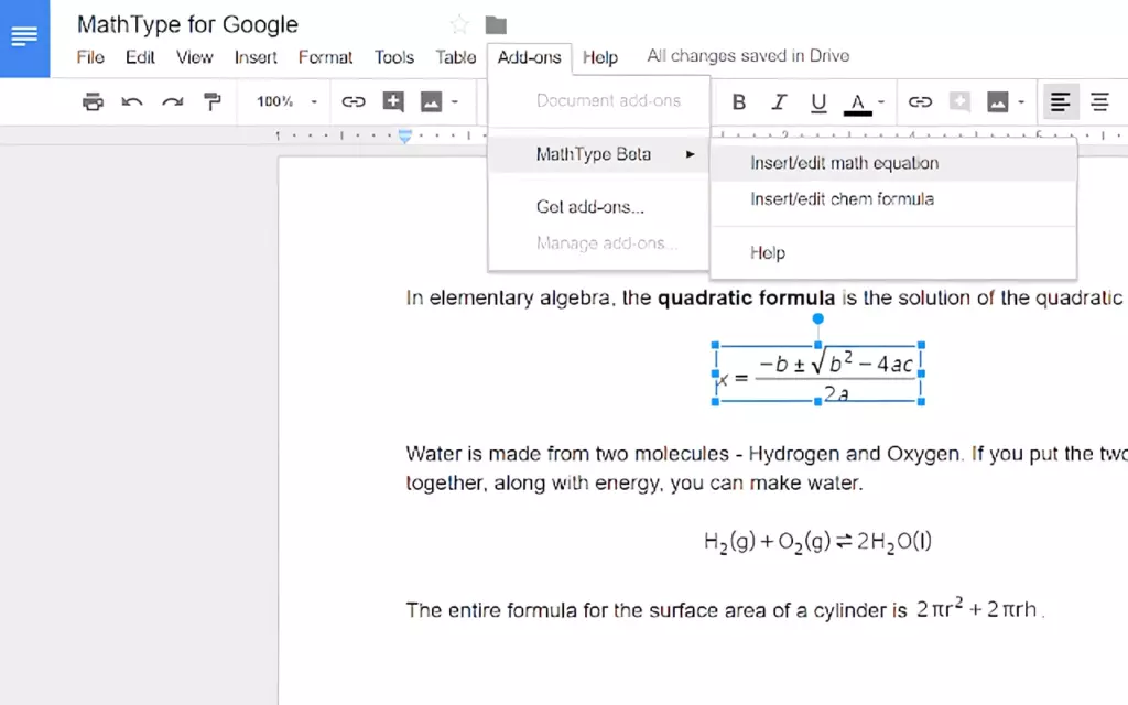 mathtype add-on