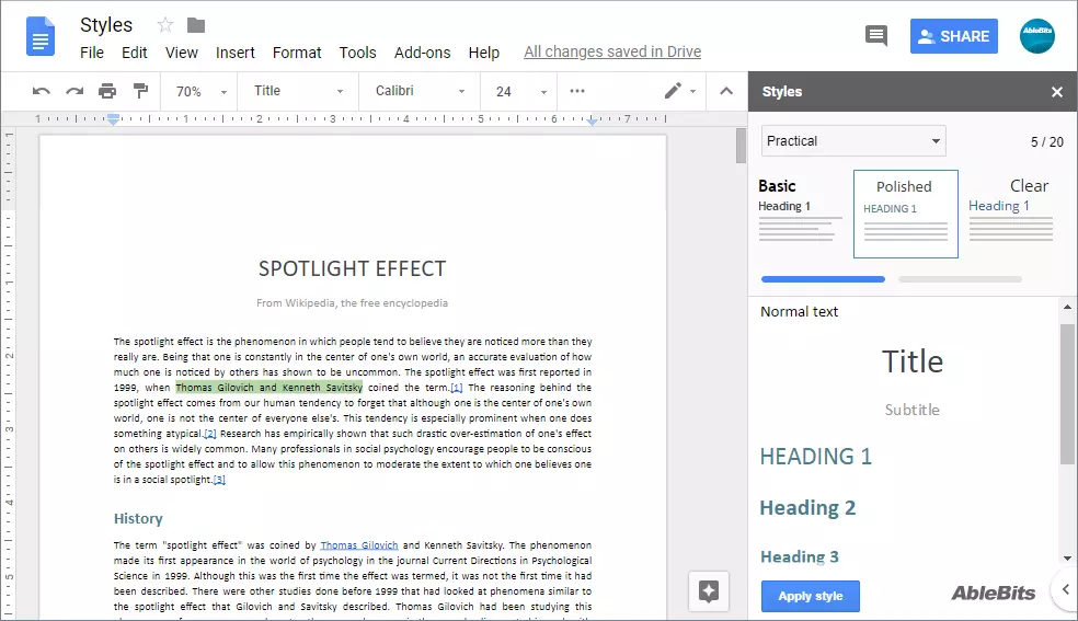 styles google add-on