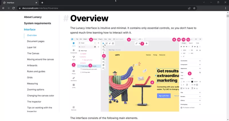 Page with linked design