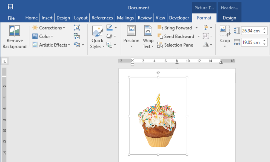 Picture background removal in Word